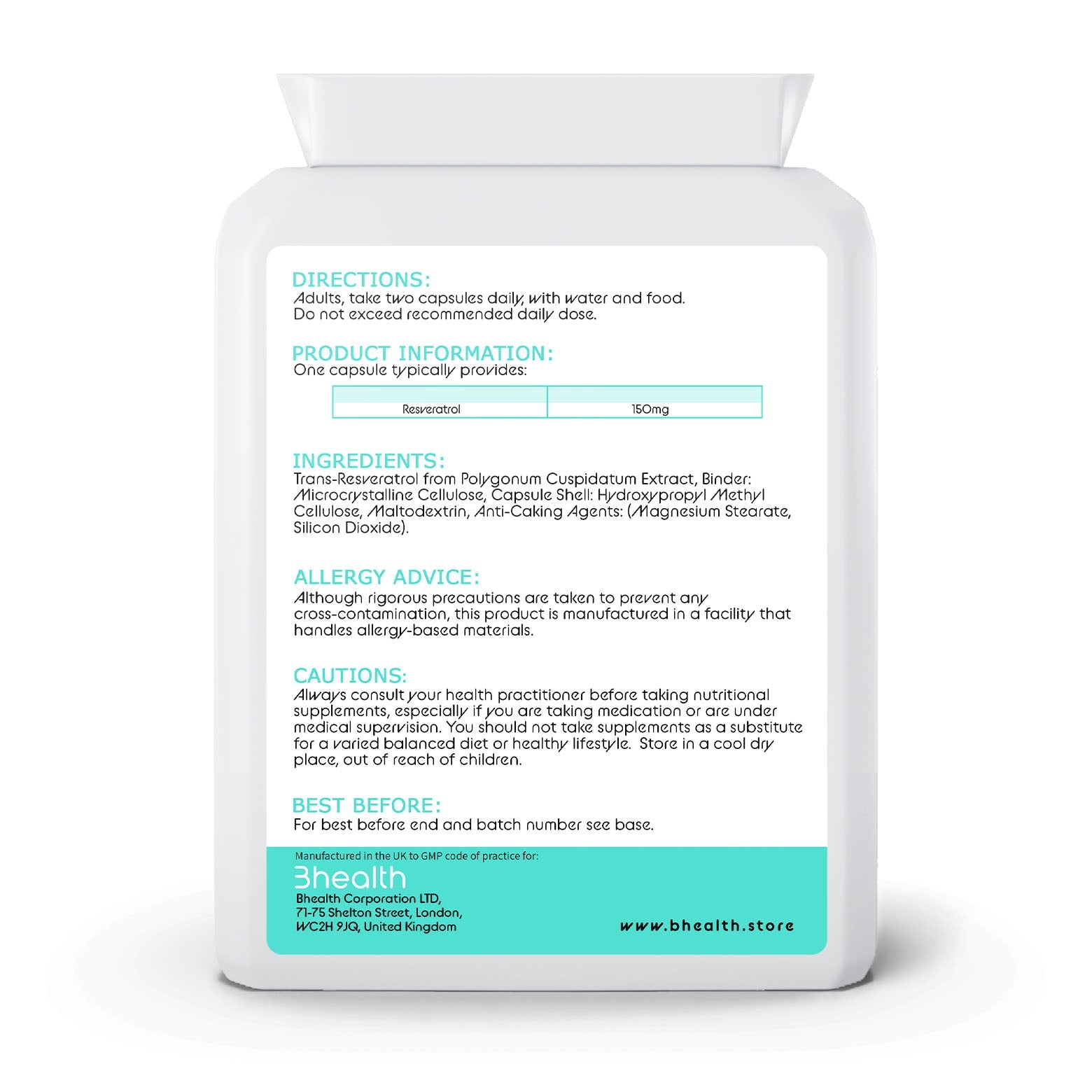 Resveratrol 300mg - Bhealth Store
